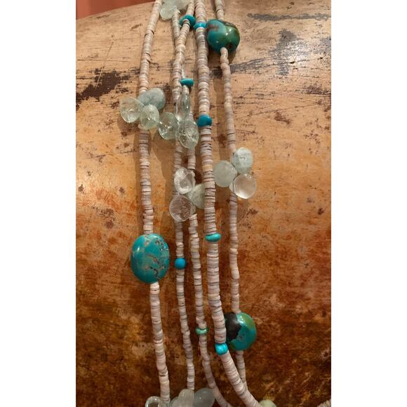Jay King Multi Strand Heishi Bead, Turquoise and Quartz Necklace - Picture 3 of 5
